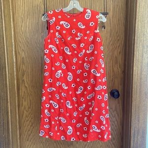 Vintage Red Dress with 70s Paisley print